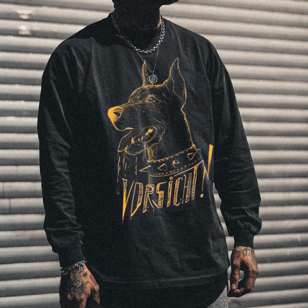Vorschi Dog Print Men's Long Sleeve T-Shirts-A