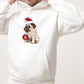 Christmas Pug Dog Print Fleece Hoodie