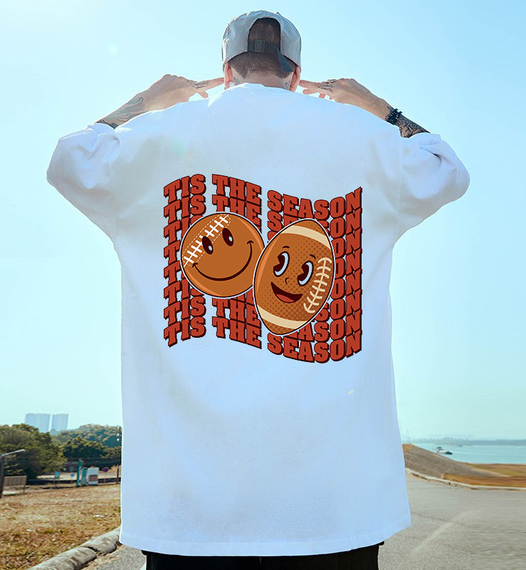 Smiley Face Rugby Print Cotton T-shirt