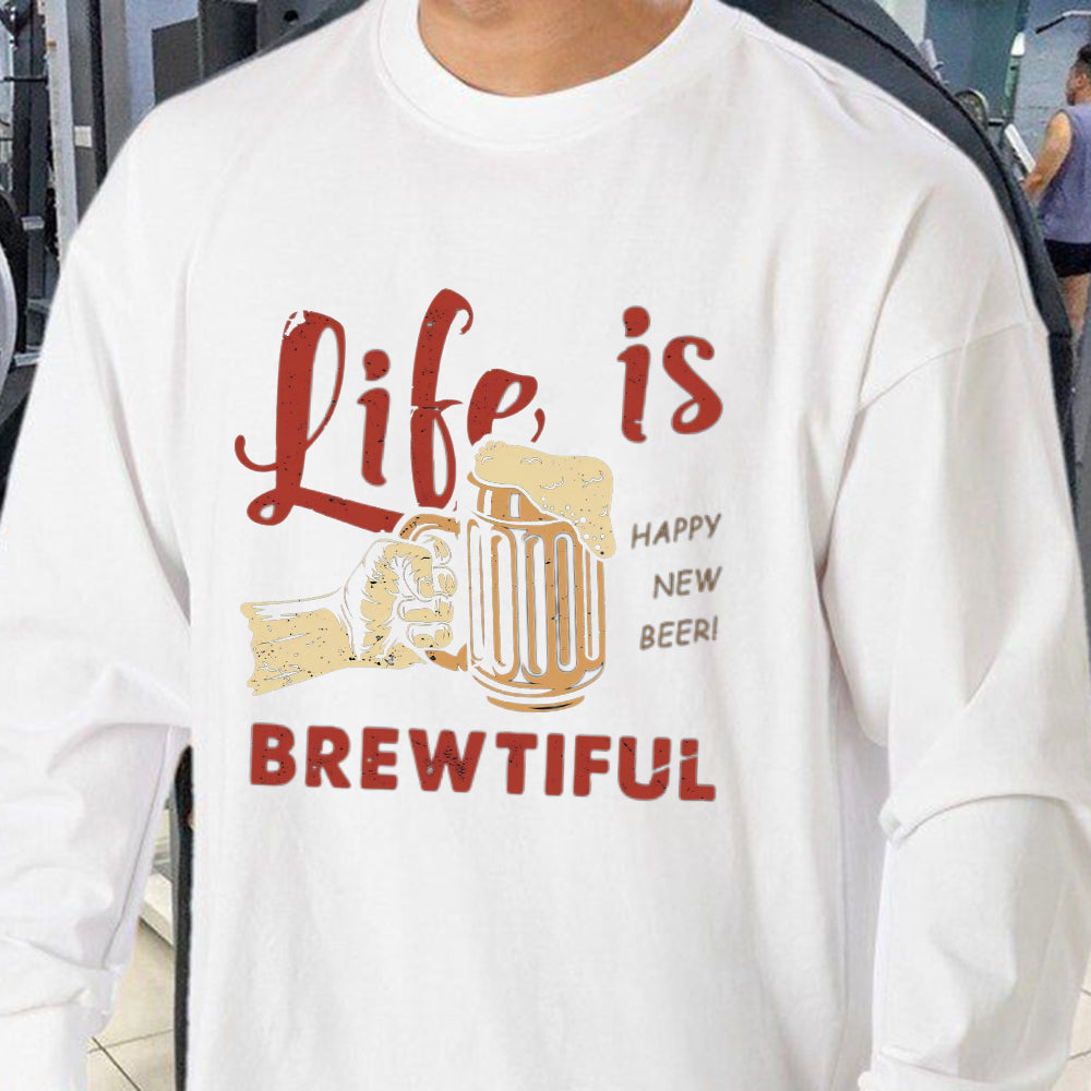 Oktoberfest Beer Print Men's Casual Long Sleeve T-Shirts-A