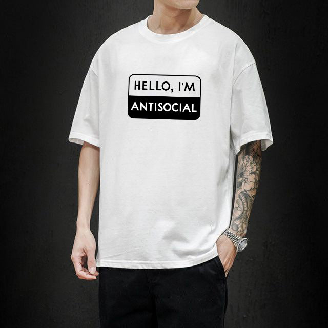 HELLO, I'M ANTISOCIAL Print Men's Cotton T-shirt 230g