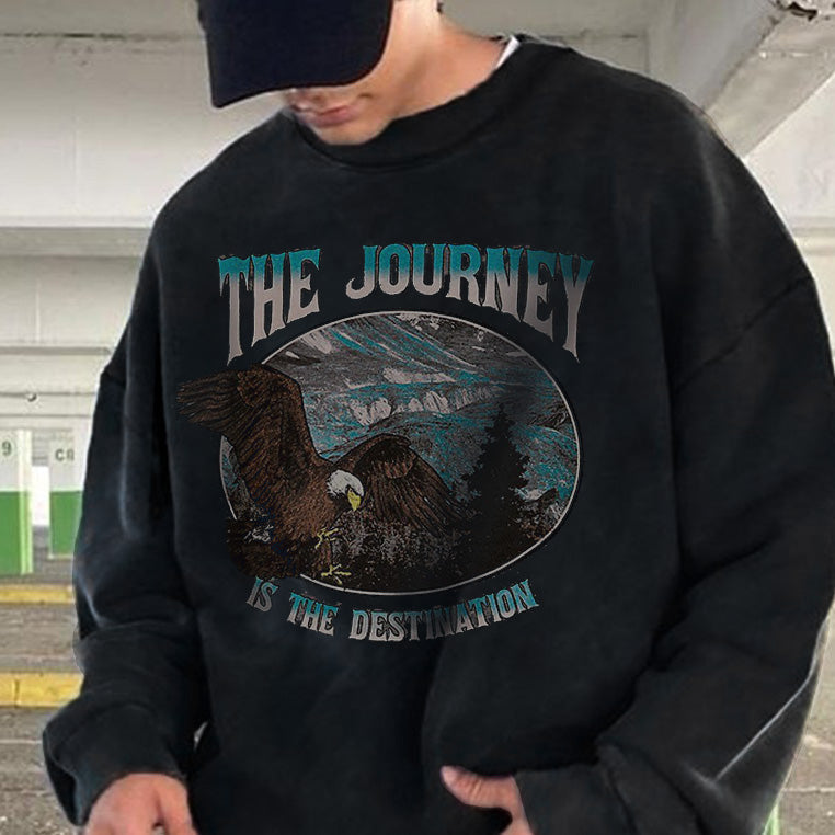 Clearance-Men's Crew Neck Fleeced Sweatshirt-S