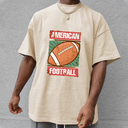 Vintage American Football Distressed Print Men's Cotton T-shirt