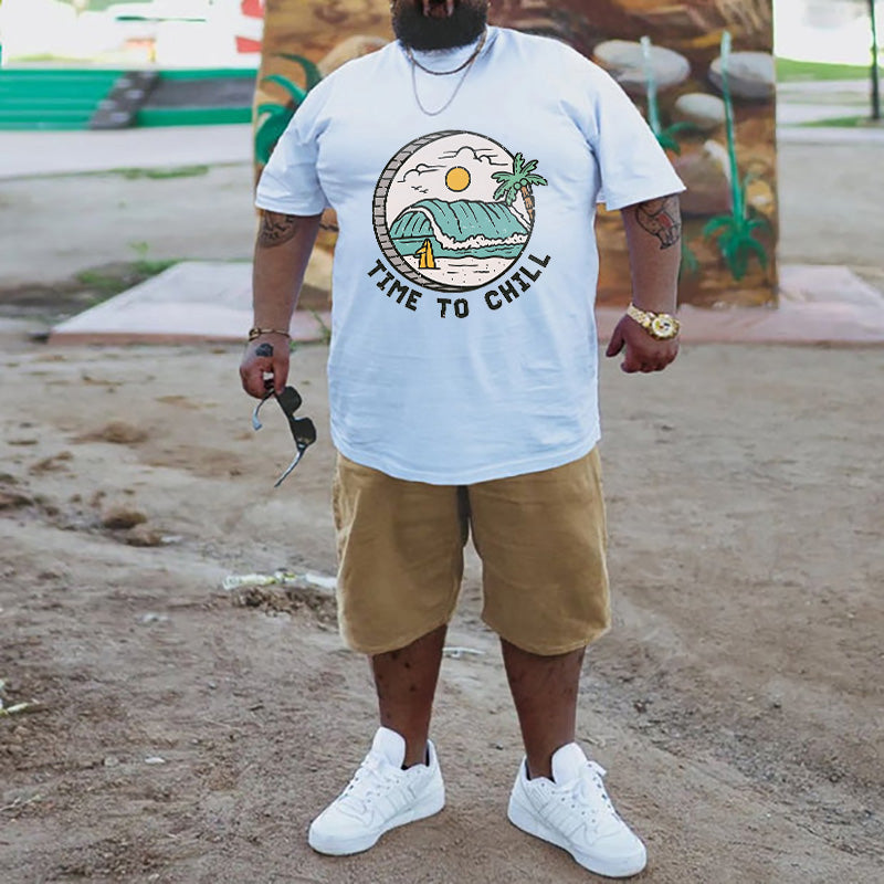 Time to Chill Ocean Wave Print Men's Tee