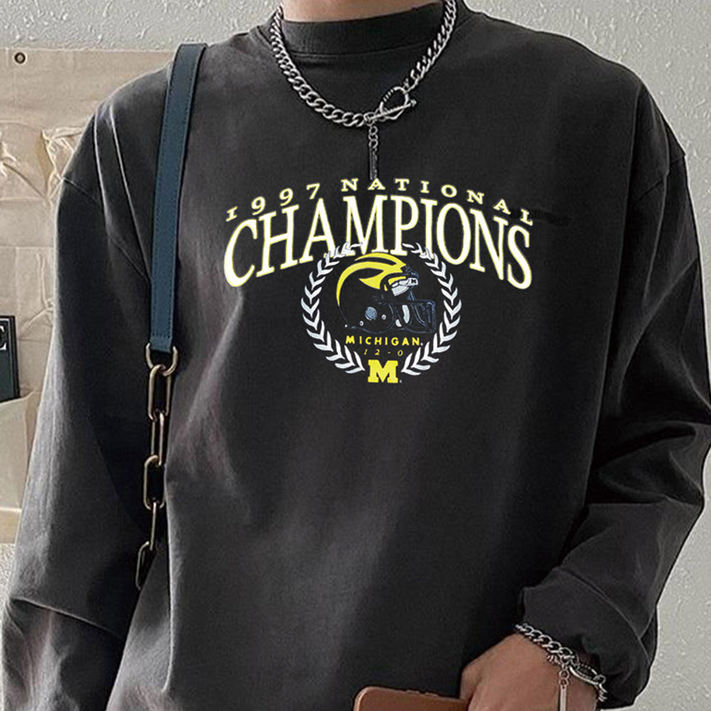 Michigan Footbal Men's Sports Long Sleeve T-Shirts-B