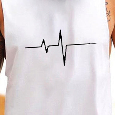 Trendy Personalized ECG Print Sleeveless Casual Vest-B