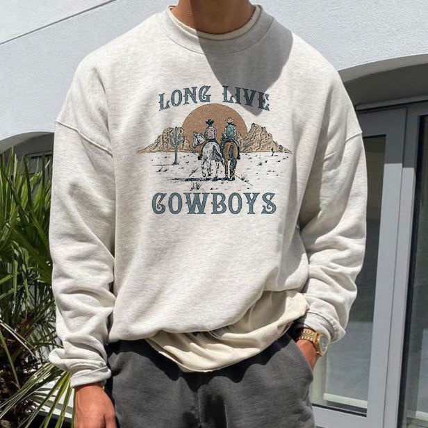 Long Live Cowboys Print Men's Sweatshirt