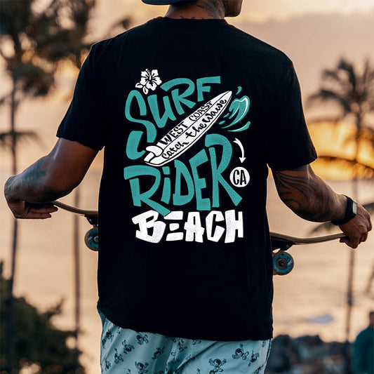 Surf Rider Letter Print Men's Oversize T-shirt