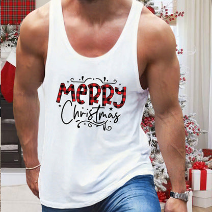 Merry Christmas Singlet Letter Print Men's Tank Top