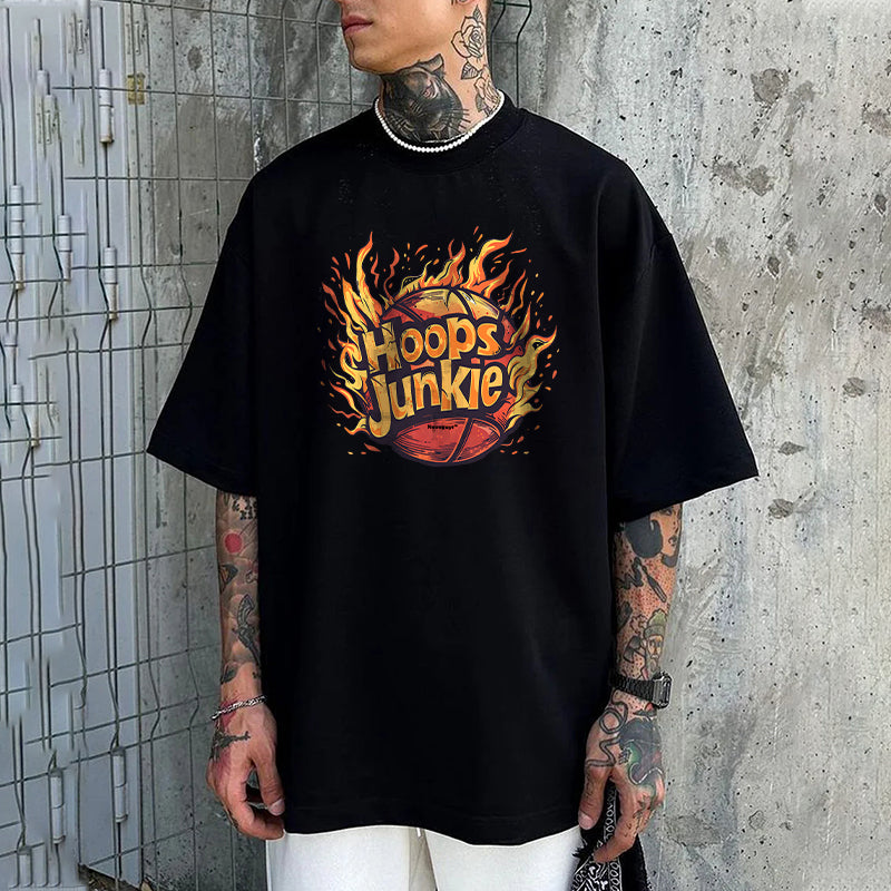 Hoops Junkie Flame Print Men's T-shirts