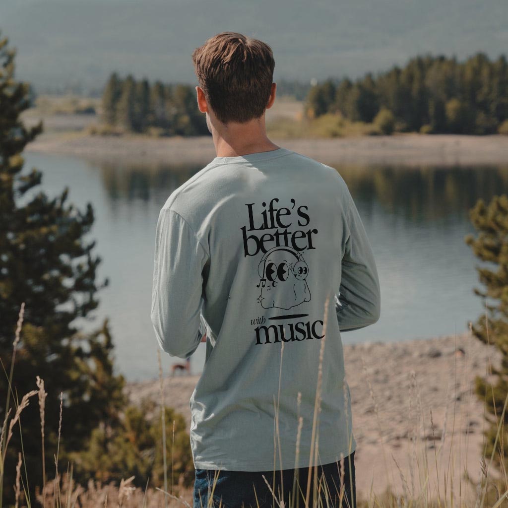 Life's Better with Music Cotton Sage Green Tee-A