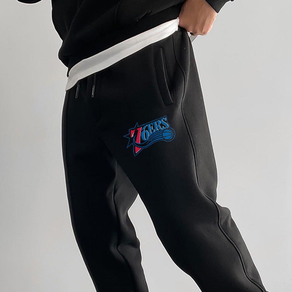 76ERS Men's Streetwear Elastic Waistband Fleece Sweatpants