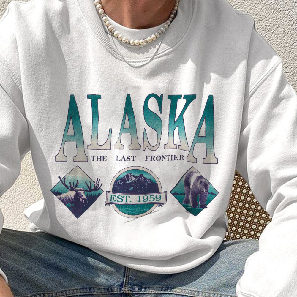 Alaska Graphic Casual Men's Crew Neck Sweatshirt