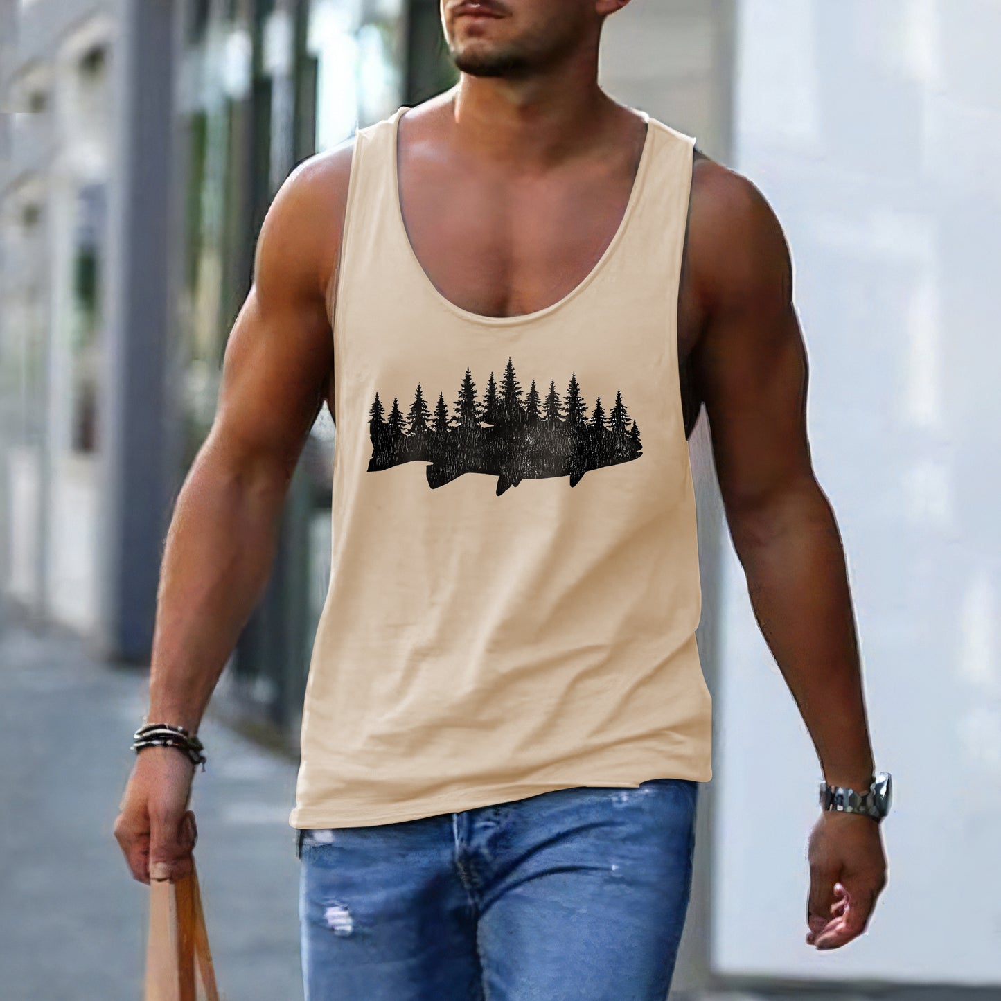 Graphic Print Casual Men's Tank Top