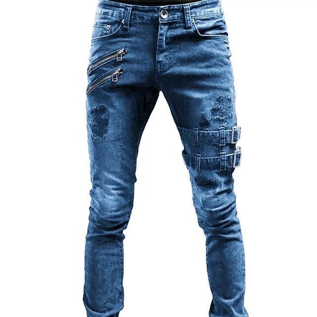 Stylish Moto-inspired Distressed Skinny Jeans