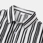 Clearance-Stripe Print Short Sleeve Shirt-L