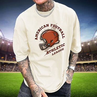 Football Print Men's Cotton Tee