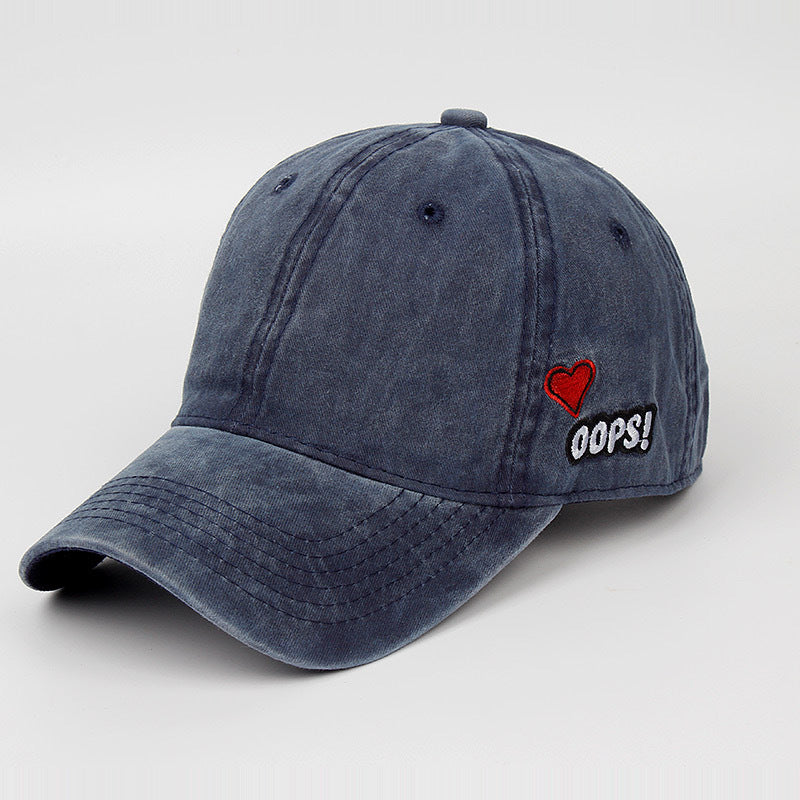 Embroidered Oops Letter Print with Heart Baseball Cap