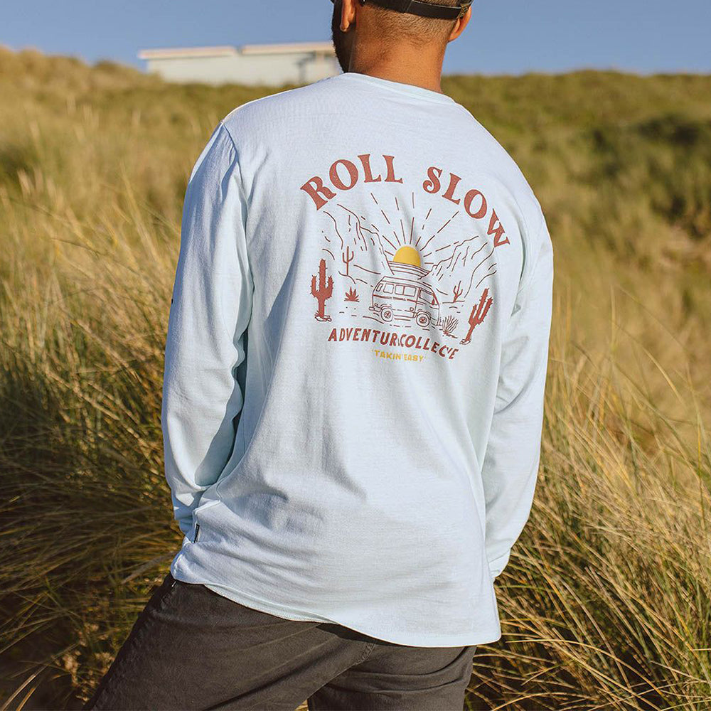 Roll Slow Men's Casual Long Sleeve T-shirts-B