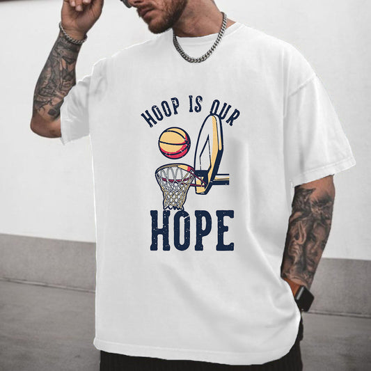 Men's White Basketball Hoop Print T-shirt