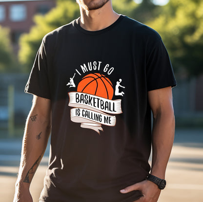 Baketball Lovers Hoops Calling Men's Black T-shirt