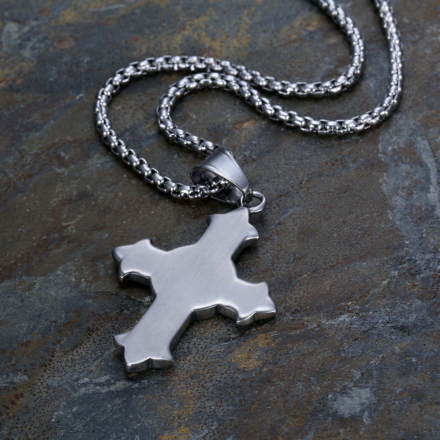 Vintage Medieval Knight Men's Cross Pendant Stainless Steel Necklace