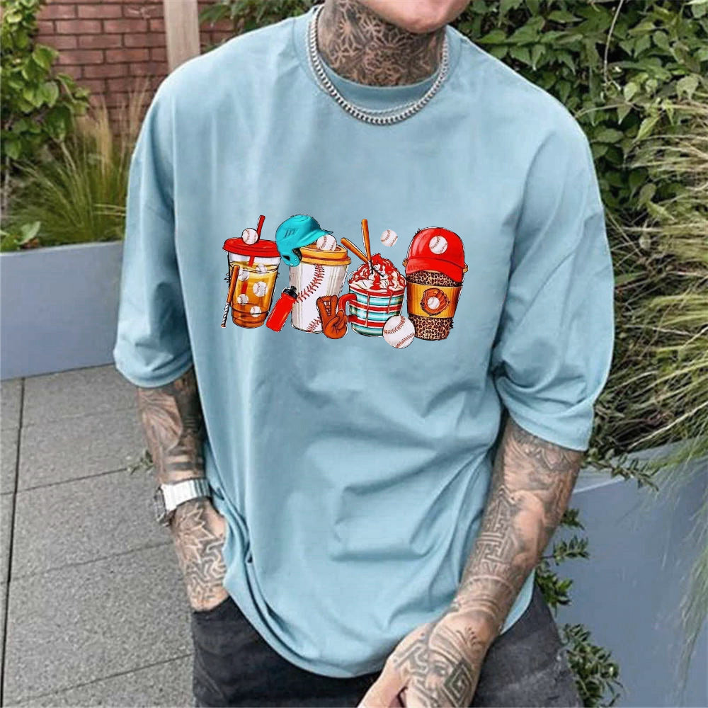 Men's Baseball Print Cotton T-shirt