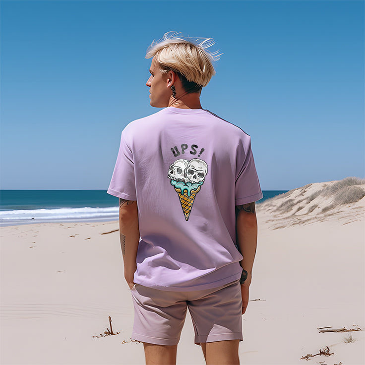 Skull Ice Cream Cone Men's Cotton T-shirt 230g