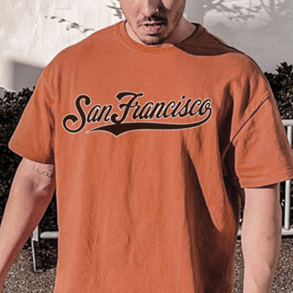 San Francisco Letter Print Short Sleeve Loose Men's T-Shirt