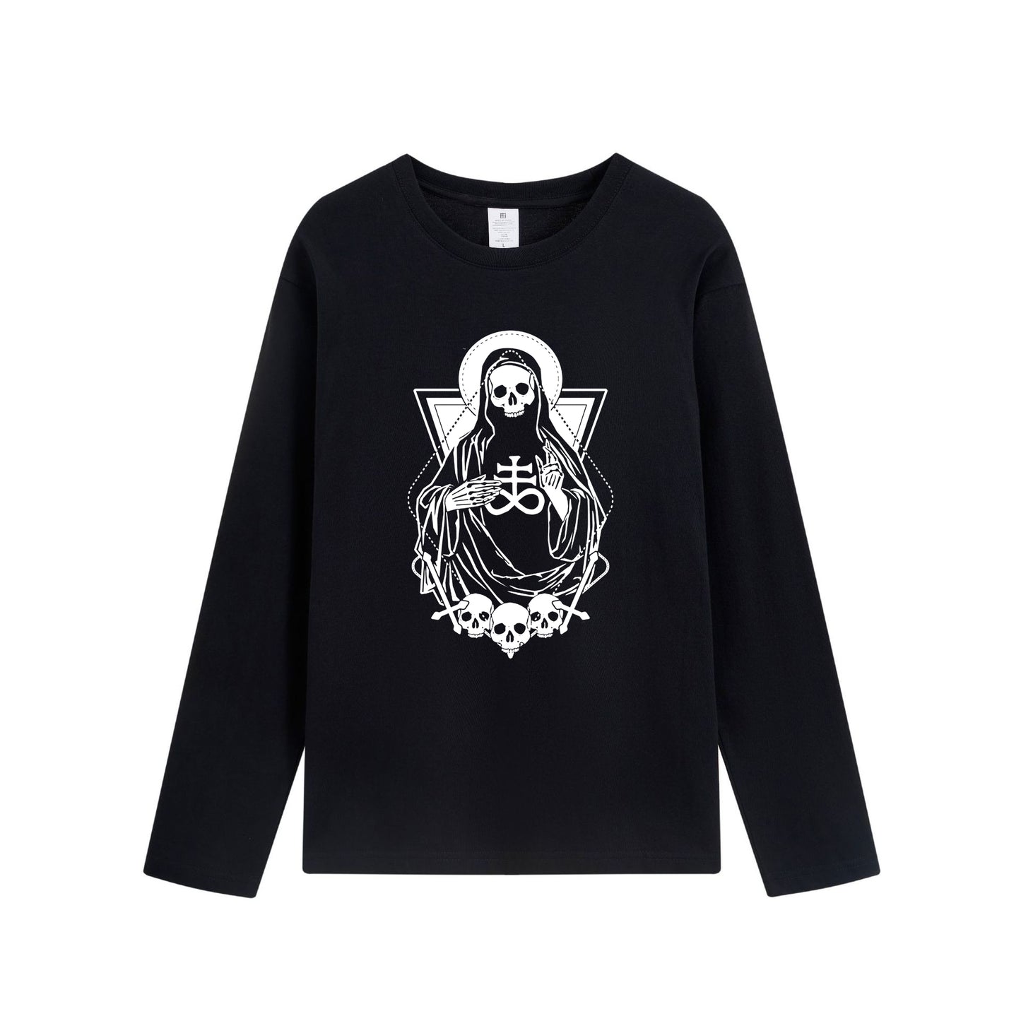 Skull Print Men's Cotton Black T-shirt 220GSM-B