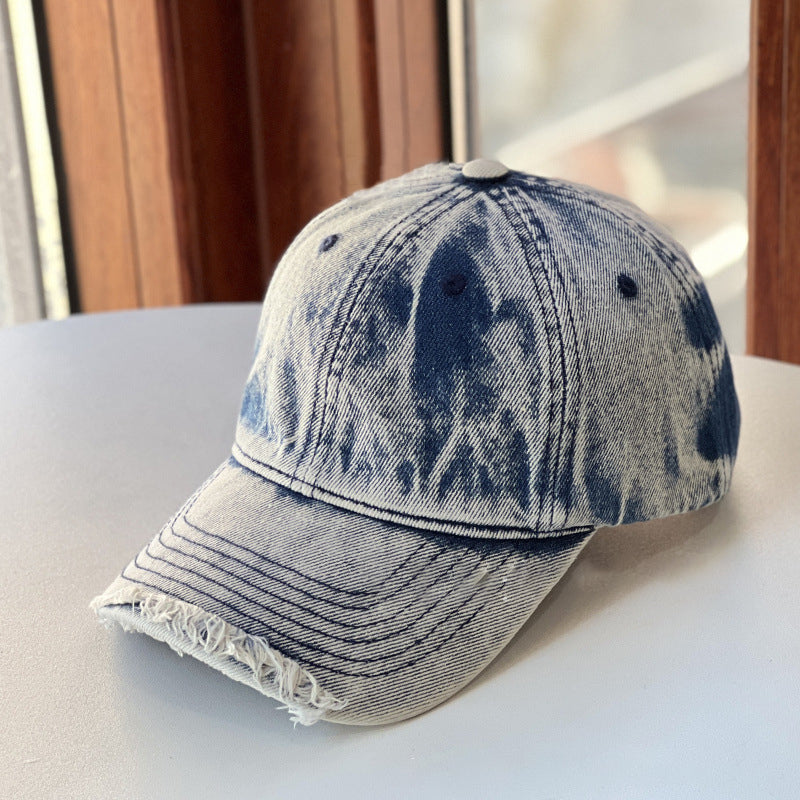 Retro Solid Color Washed Ripped Cap Hat