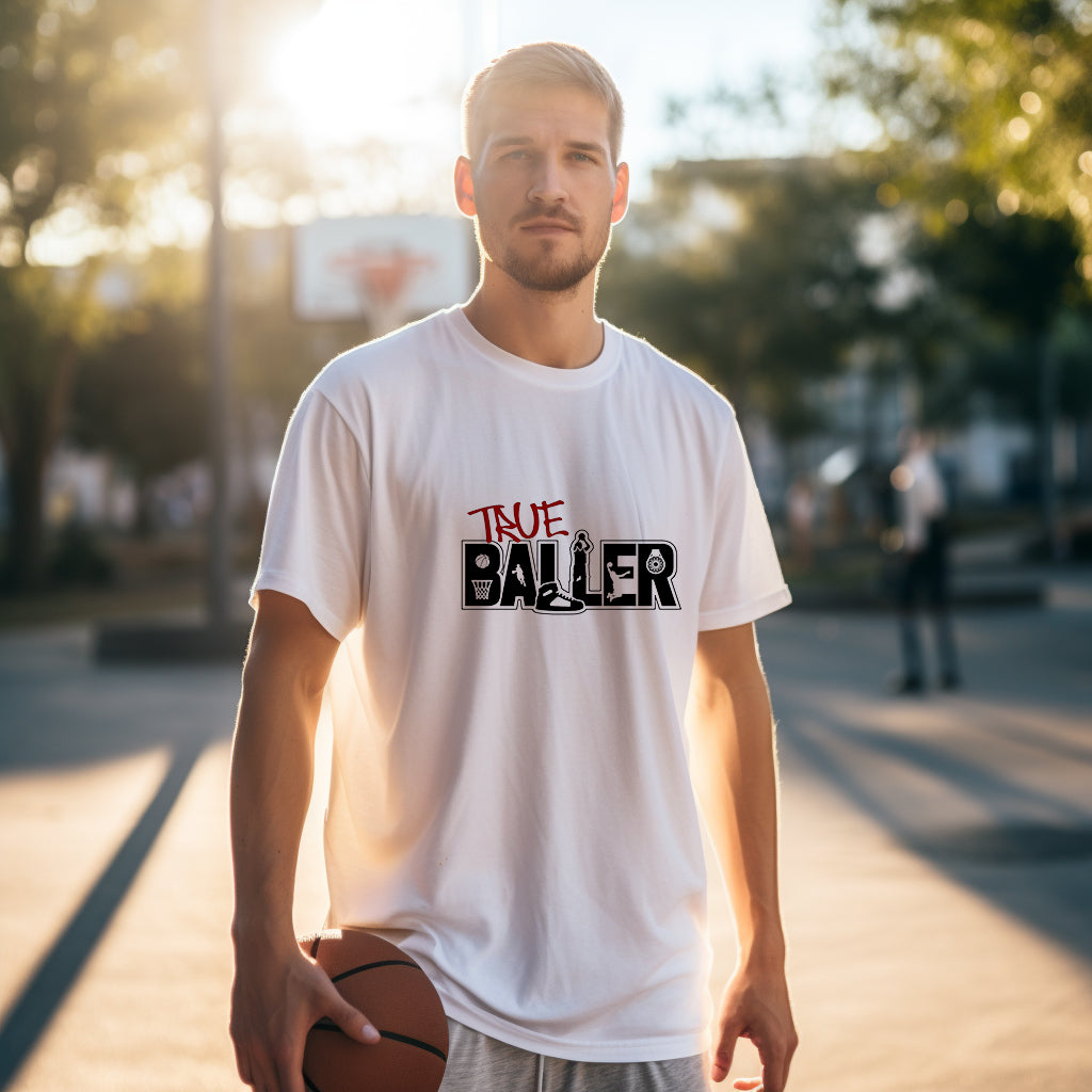 Basketball-inspired True Baller Letter Print Tee