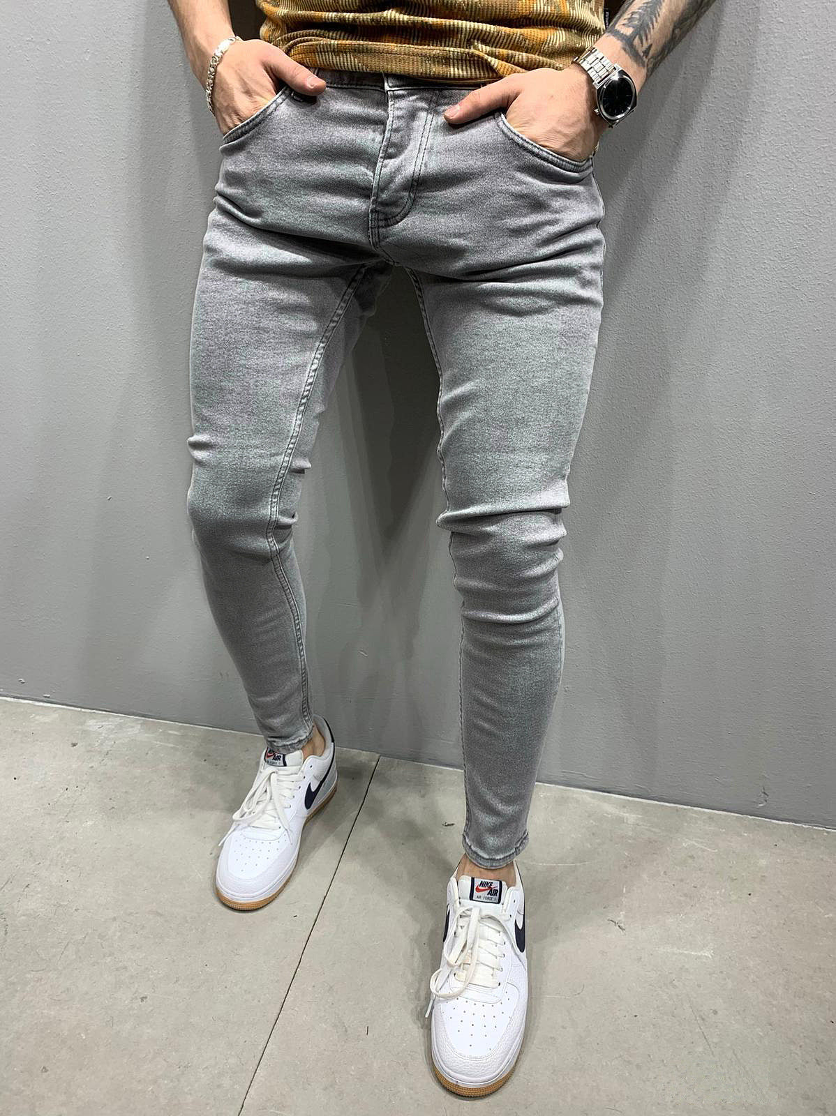 Jean super skinny clearance homme gris