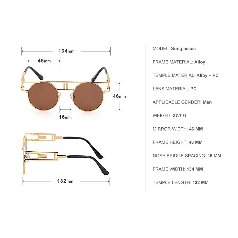 Cycling Round Frame Steampunk Men's Sunglasses