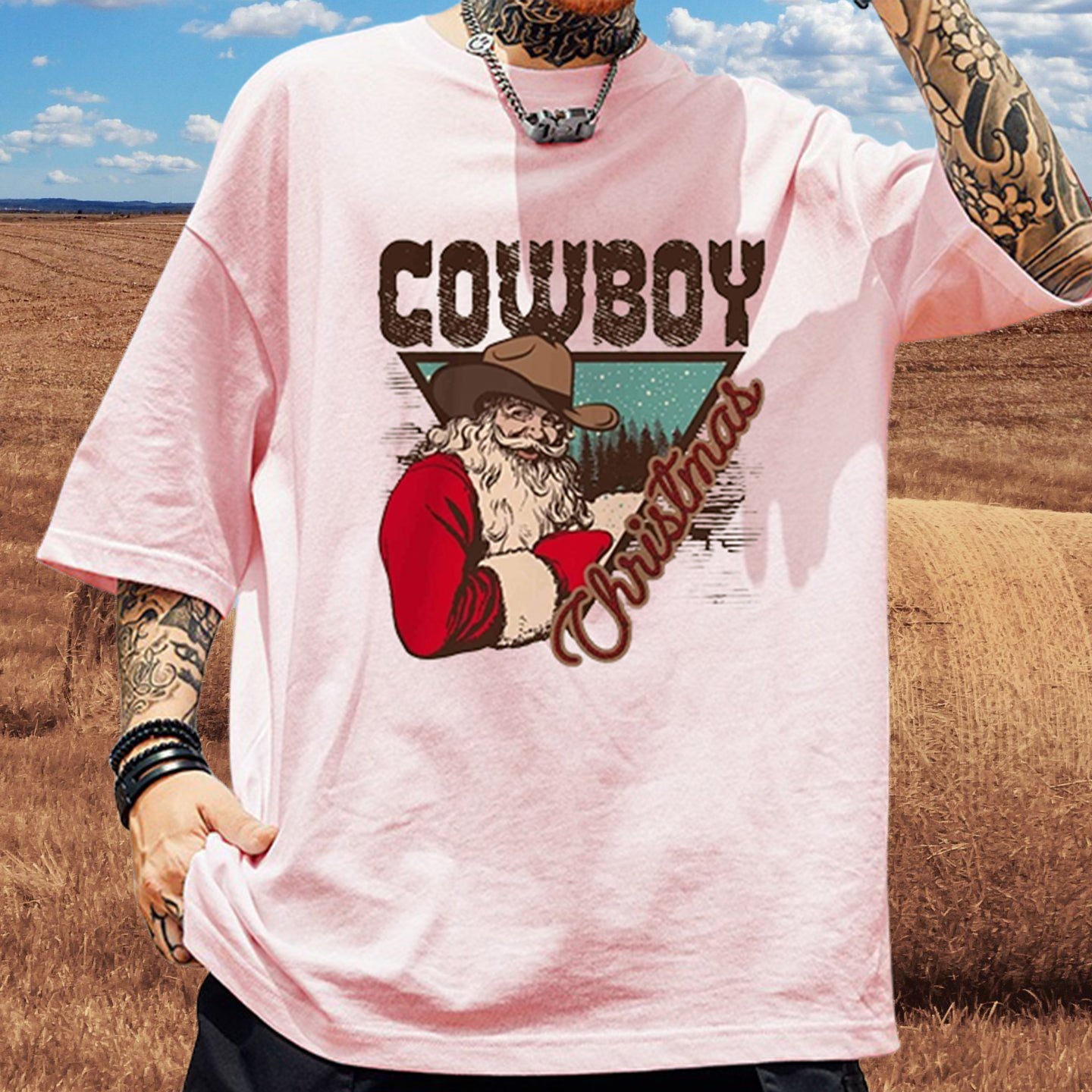 Christmas Cowboy Men's Cotton T-shirt