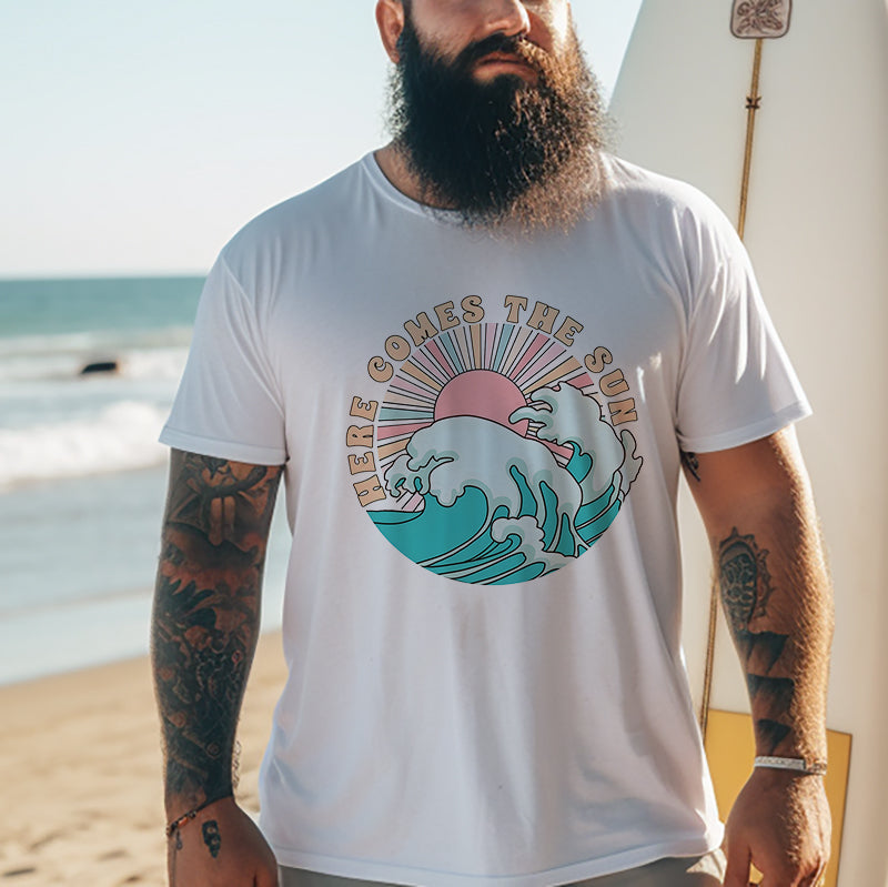 The Great Ocean Wave and Sun Print Men's Tee