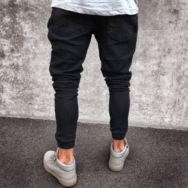Clearance-Casual Patch Denim Pants-L,XL