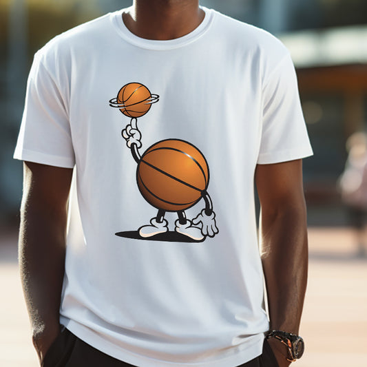 Men's Funny Basketball Character Print T-shirt