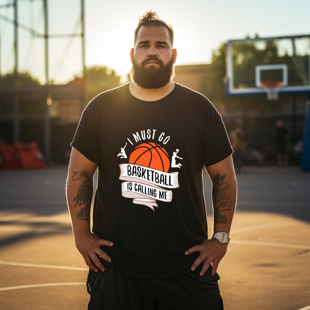 Baketball Lovers Hoops Calling Men's Black T-shirt