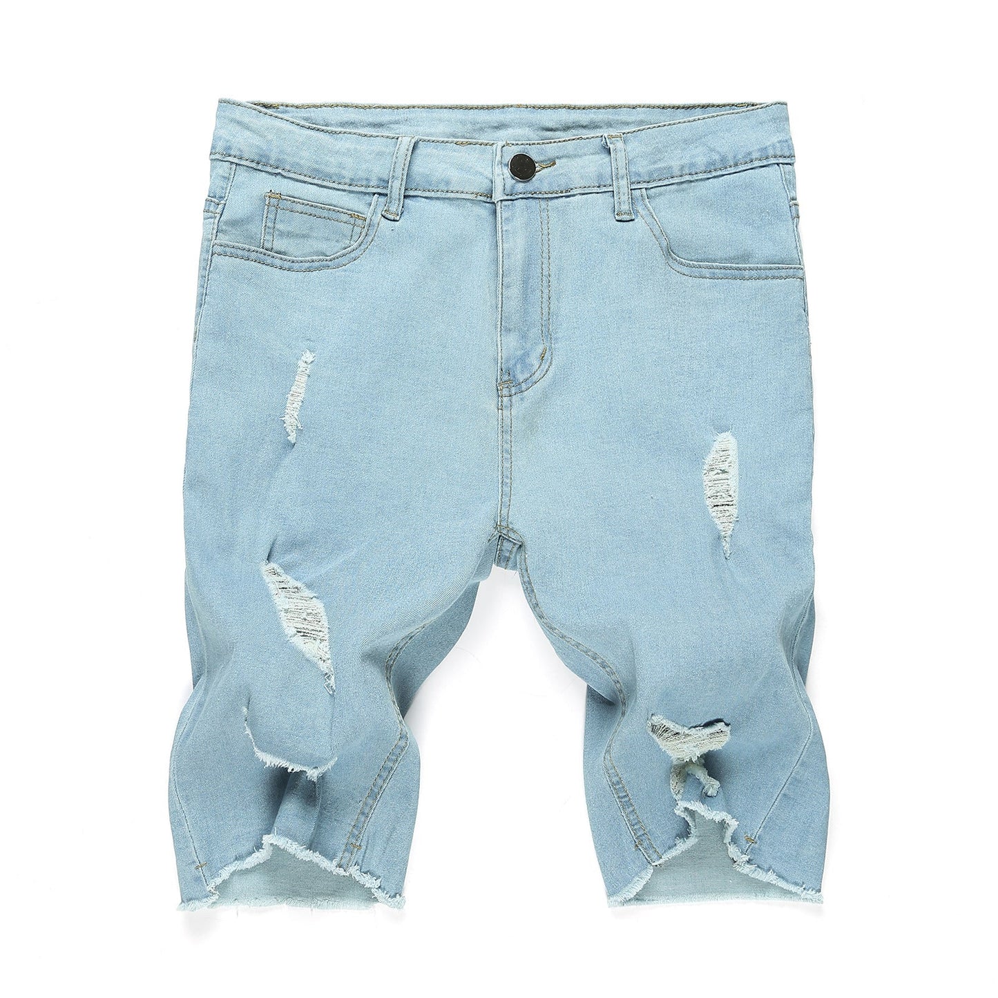 Clearance-Men's Ripped Denim Shorts-2XL
