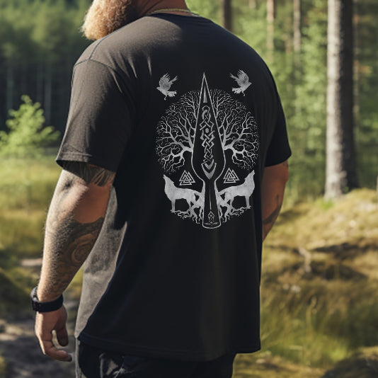 Life of Tree Yggdrasil Retro Viking Culture Graphic T-shirt