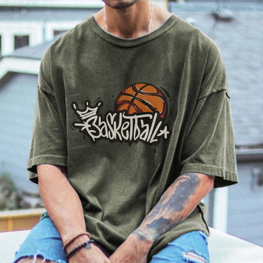 NOVAROPA™ Basketball Print Men's Cotton T-shirt