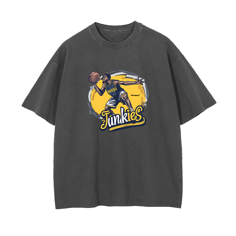 Hoops Junkie Basketball Player Men's Cotton T-Shirts