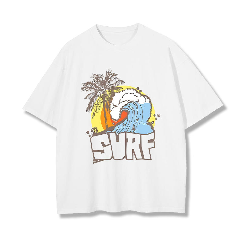 Sunset Ocean Wave Surf Print Men'sT-shirt