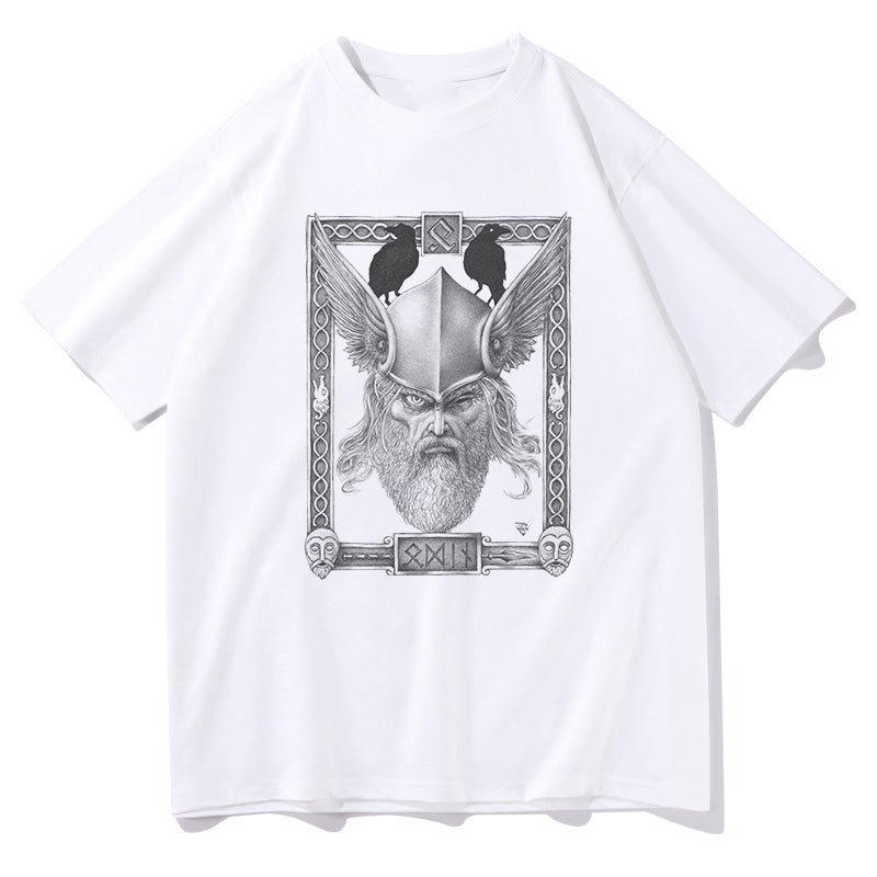 Odin and his Raven Iconic Portrait Stylish T-shirt