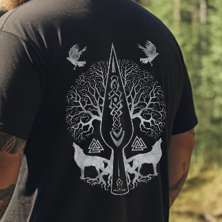 Life of Tree Yggdrasil Retro Viking Culture Graphic T-shirt