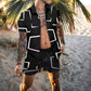 Clearance-Geometric Print Beach Suit-XL,2XL,3XL