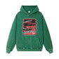 Heavyweight Stonewashed Distressed Hoodie with Car Print