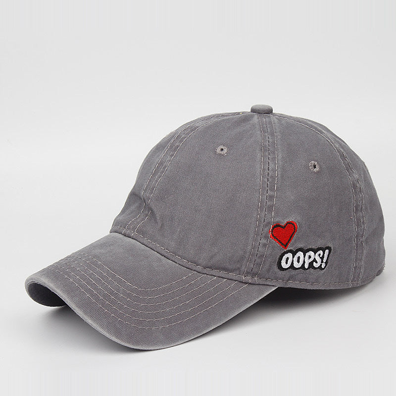 Embroidered Oops Letter Print with Heart Baseball Cap