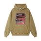 Heavyweight Stonewashed Distressed Hoodie with Car Print